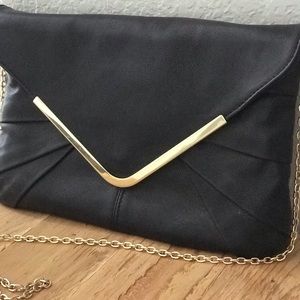 Black leather clutch